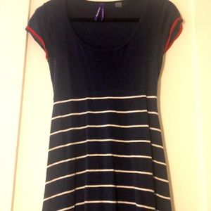 Seraphine Navy Blue, Red, White maternity dress